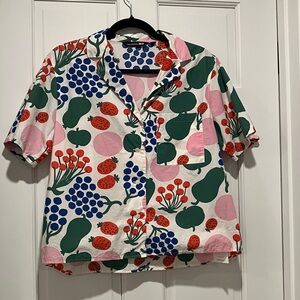 Marimekko x Uniqlo Fruit Dot Button-Up Size S — Blue Pink Green Red